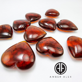 Cognac Amber Heart Shape Amber Stones